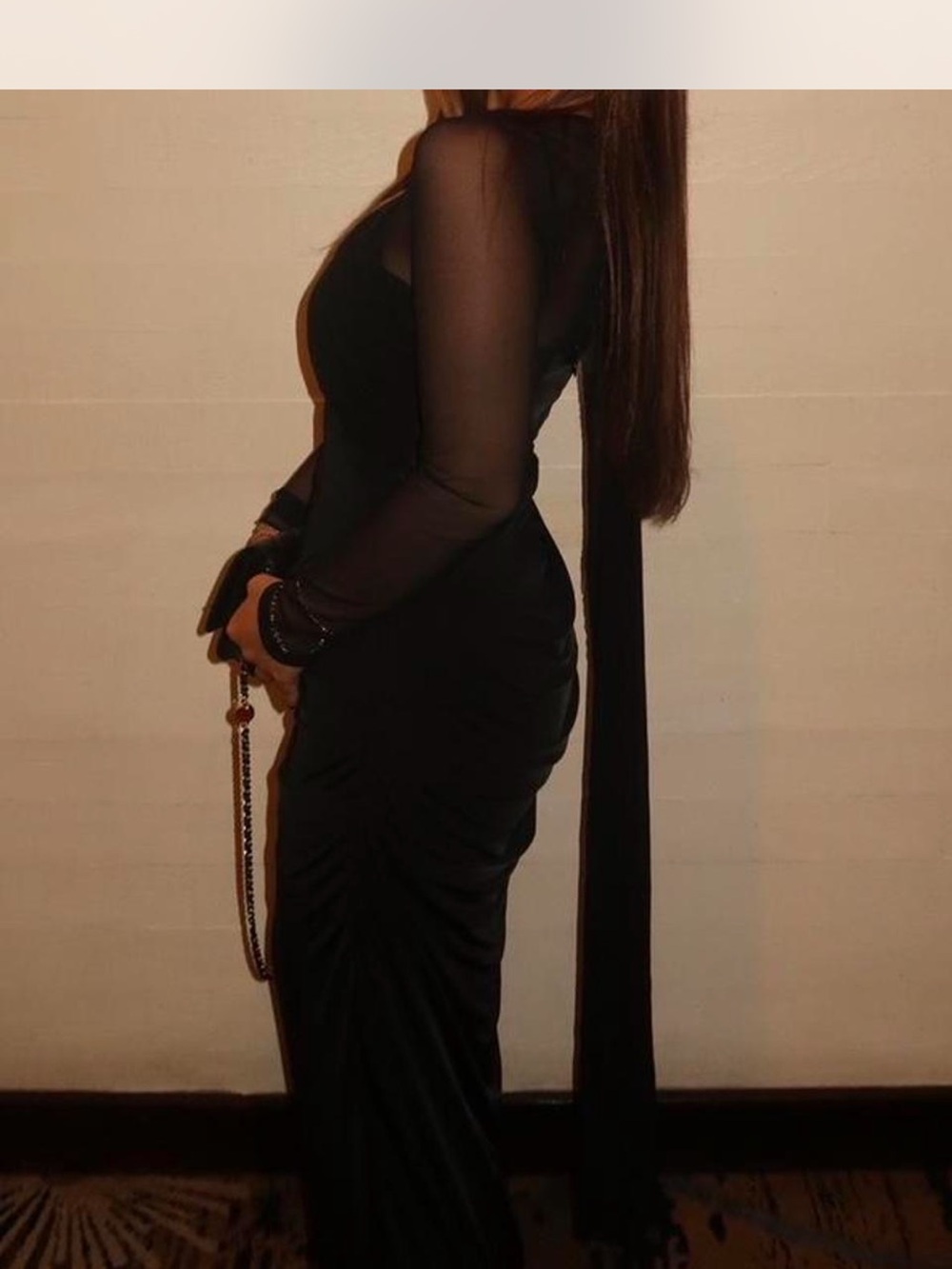 Meshki Black One-Shoulder Draped Dress - Picture 7 of 8